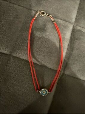 Red Cord Blue Evil Eye Crystal Bracelet